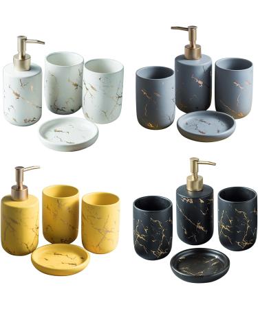 Bathroom Accessories Set of 4 - Lotion Bottle Mouthwash Cups Soap Shell & Toothbrush Holder - Multifunctional White Household Supplies for Toilet - Buy Online on GoSupps.com