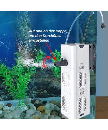 Quiet 4-in-1 Aquarium Internal Filter - 500-1800L/h 15W Water Pump & Oxygen Ventilation for 20L-1500L Aquariums - Buy Online on GoSupps.com