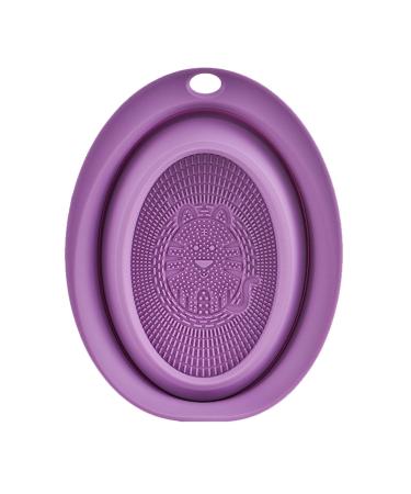 Fukamou Silicone Cleaning Mat | Silicone Mat for Makeup Brush Washing - Portable Cosmetic Make Up Brush Cleaning Scrubber for Makeup Eggs Brushes Purple