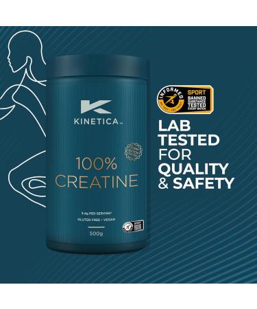 Kinetica Premium Creatine Monohydrate Powder 500g - 147 Servings, Unflavoured | Vegan & Gluten-Free Muscle Repair Supplement - Buy Online on GoSupps.com