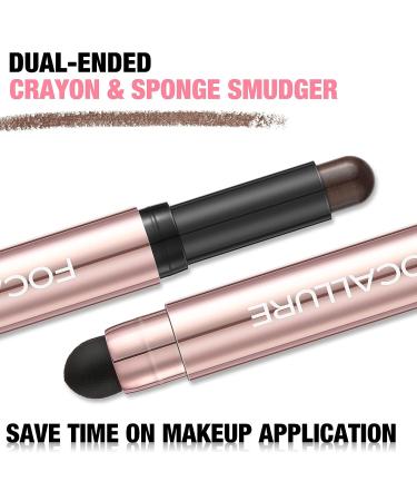 FOCALLURE No Crease Eyeshadow Stick - Creamy Matte & Shimmer Eyeshadow Pencil in CACOA 09 | Smudge-proof & Waterproof with Built-in Smudger - Buy Online on GoSupps.com