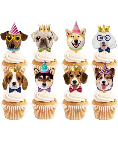 TSJ 24PCS Dog Cupcake Toppers Dogs Face Cake Toppers Puppy Pet Theme Birthday Party Decorations Supplies for Kids Dog Cupcake Topper New - Buy Online on GoSupps.com