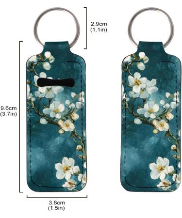 JooMeryer Van Gogh Oil Painting Chapstick Holder - Portable Lip Balm Sleeve Pouch Keychain for Women - Teal Flower Design - ONESIZE - Buy Online on GoSupps.com
