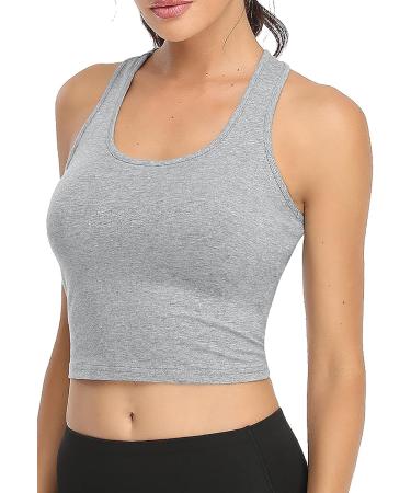 Women's Sports Crop Tank Tops 3-Pack - Racerback Workout Tanks for Running Yoga Gym - Black White Grey - Medium Size - Buy Online on GoSupps.com