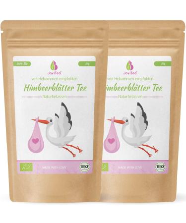 Jovitea Bio raspberry leaf tea savings set also during birth preparation - pregnancy tea - 100% natural and without the addition of sugar (2x 80g) 2x raspberry leaf tea