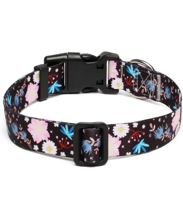 Suredoo Adjustable Dog Collar - Soft Nylon for Small to Large Dogs - Light Pink Flower (Neck 38-63 cm Width 2.5 cm) - Buy Online on GoSupps.com