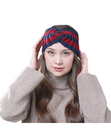 Chunky Knit Braided Headbands for Women Girls - 2 Pack Green+Blue - Buy Online on GoSupps.com
