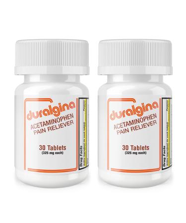 DURALGINA Acetaminophen Tablets | for Headache Muscle Aches Menstrual Cramps Back Pain Toothaches Fever Reducer Fast-Acting Gentle on Stomach Safe for Adults and Teens 12+ 30 Count 2-Pack