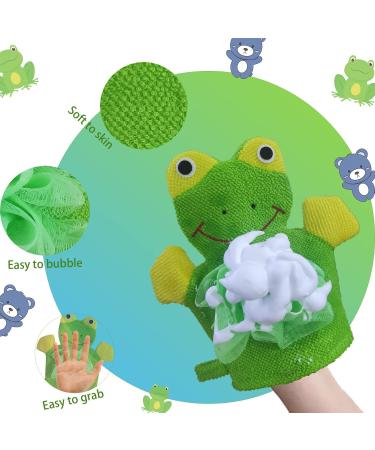 Kids Bath Gloves 2 Pack - Exfoliating Body Scrubber & Mesh Loofa Sponge Set for Shower and Bath - Cute Design, Easy to Use - Buy Online on GoSupps.com