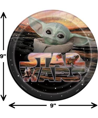 Star Wars Mandalorian Happy Birthday Plates & Napkins Party Supplies - 9" Happy Birthday Party Plates for Lunch Serves 16 - Birthday Paper Plates & Napkin Set Plus 24 Birthday Candles - Buy Online on GoSupps.com
