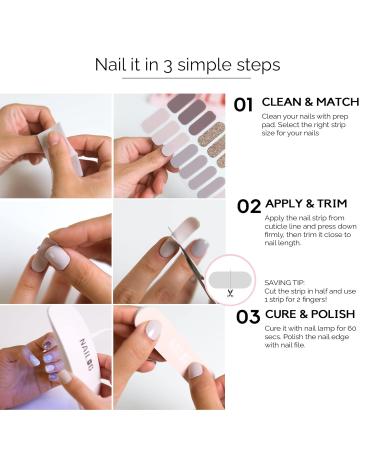 Nailog Halfway Hardened Gel Nail Wraps - 20pcs Long-Lasting Nail Polish Strips | Salon Quality Gel Nail Stickers | Shiny Beige Nail Art Kit - Buy Online on GoSupps.com
