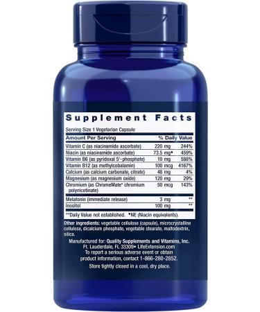 Quiet Sleep Melatonin 3 mg - 60 Vegetarian Capsules | Life Extension - Buy Online on GoSupps.com
