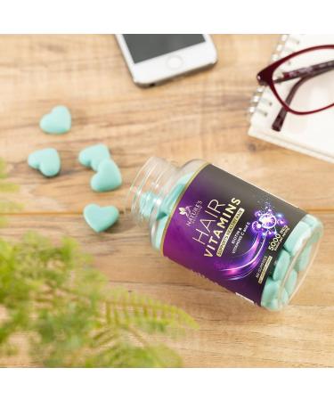 Hair Gummies with Biotin 5000mcg, Vitamin E & C - Hair Growth Support for Stronger Hair, Skin & Nails - 60 Gummy Hearts - Buy Online on GoSupps.com