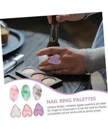  Gogogmee 6 Piece Nail Art Palettes Portable Nail Polish Mixing Trays with Imitation Agate Ring Shape for Nail Paint Mixing Mobile Use Lightweight Clean - Buy Online on GoSupps.com