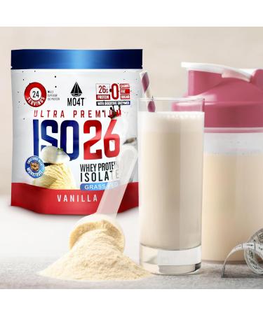 MOMOF4TRANSFORM ISO26 Grass Fed Whey Protein Isolate with no Artificial sweeteners. Naturally Sweetened with Monk Fruit 1.6 Pounds 24 Servings Milk Chocolate (Iso 26 Pouch Vanilla) - Buy Online on GoSupps.com