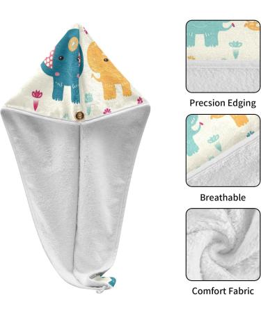 Cartoon Elephant Hair Towel 2 Pack - Super Absorbent Quick Dry Hair Turbans for Women & Girls - Buy Online on GoSupps.com