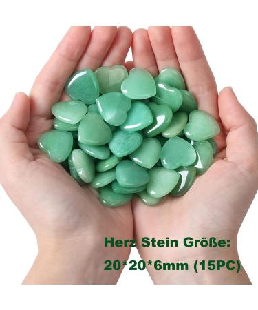 Xiannvxi 15pcs Green Aventurine Heart Stones - Natural Gemstones for Healing Meditation & Reiki | Perfect Love Palm Pocket Stones - Buy Online on GoSupps.com