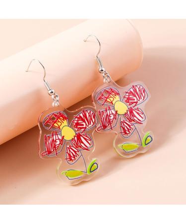 Feyley Acrylic Earrings - Elegant Drop Flower Charm Jewelry for Women - Fashion Statement in Blue - Buy Online on GoSupps.com