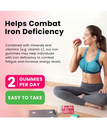 Iron Gummies with Multivitamin Iron Supplement for Women & Men with Zinc Vitamin B Complex & C B12 Folate - Blood Builder & Energy Support for Adults & Kids - Strawberry Flavor Vegan 60 Gummies Strawberry 60 Count (Pac  - Buy Online on GoSupps.com
