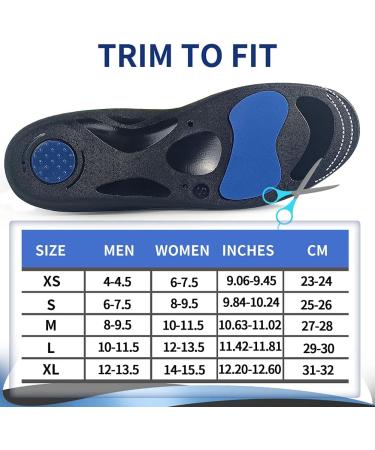 PCSsole Orthotic High Arch Support Insoles - Gel Sport Inserts for Flat Feet & Plantar Fasciitis - XS Women (3.5-5.5) 24cm Black - Buy Online on GoSupps.com