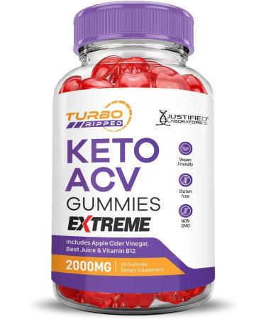 Justified Laboratories (2 Pack Turbo Ripped Keto ACV Gummies Extreme 2000MG Turbo Ripped Keto Gummies Apple Cider Vinegar Formulated with Pomegranate Beet Juice Powder B12 Vegan Non GMO 120 Gummys 60 Count (Pack of 2) - Buy Online on GoSupps.com