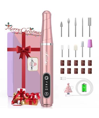 Kredioo Electric Nail Files Cordless Electric Nail Drill for Acrylic Gel Nails Rechargeable Portable Manicure Nail File Remover 20000RPM E File Nail Care Set for Remove Cuticle Callus Gold