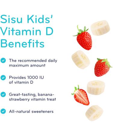 Sisu Kids Vitamin D 1000 IU 90 Chewable Tablets - Chewable Vitamin D Supplement for Kids - Bone & Teeth Health Support - Non-GMO Gluten & Dairy Free - 90 Servings - Buy Online on GoSupps.com