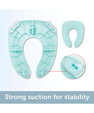 Folding Travel Potty Seat for Boys and Girls - Round & Oval Toilet Fit | Non-Slip Suction Cups | Free Travel Bag - Aqua - Buy Online on GoSupps.com
