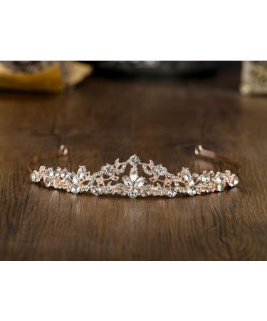 Sweetv Rose Gold Rhinestone Wedding Tiara for Women - Bridal Princess Crown Headband - Perfect for Birthday, Flower Girl - Style 1 - Buy Online on GoSupps.com