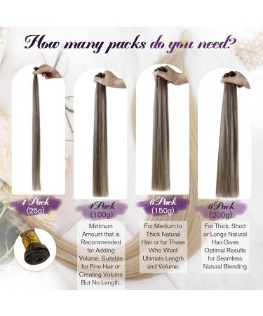 LAAVOO Real Hair Tree Extensions - Ombre Brown Virgin Hair for Sew-In Balayage Platinum Blonde 55cm 25g #7/7/ICY - Premium Quality Natural Hair Extensions - Buy Online on GoSupps.com