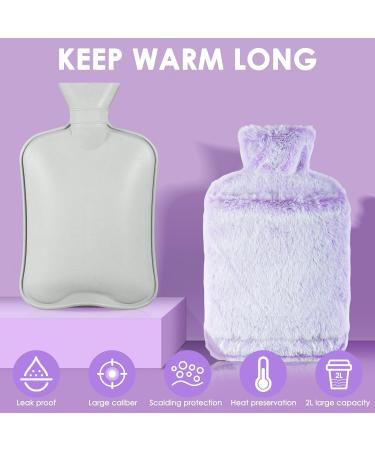 BOLEi 2L Hot Water Bottle with Luxury Faux Fur Cover - Leakproof Neck & Shoulder Pain Relief - Purple - Buy Online on GoSupps.com