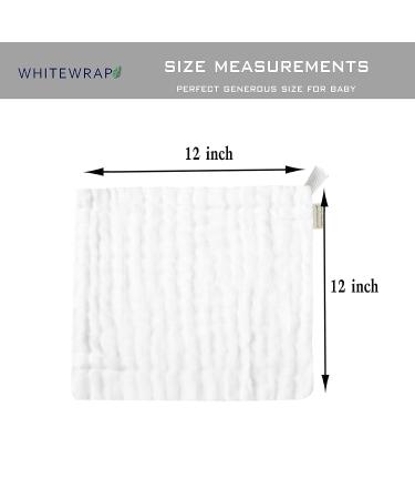 WHITEWRAP Muslin Washcloths 12x12 10-Pack - 100% Organic Cotton Soft Baby Towel Set - Buy Online on GoSupps.com