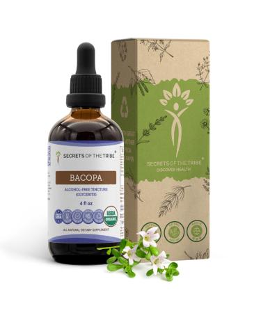 Bacopa USDA Organic | Alcohol-FREE Extract High-Potency Herbal Drops Relaxation Positive Cognitive Effect | Made from 100% Certified Organic Bacopa (Bacopa Monnieri) Dried Herb 4 oz 4 Fl Oz (Pack of 1)
