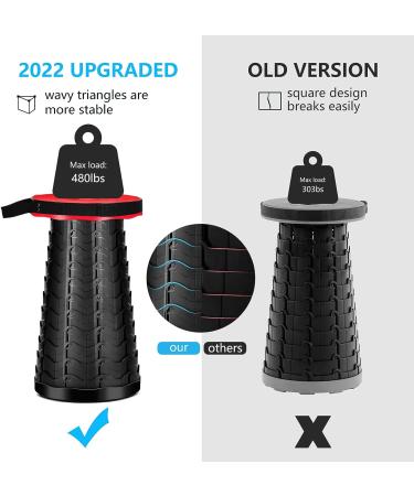 imodomio Upgraded Portable Collapsible Telescopic Stool - 480lbs Load Capacity - Foldable Camping Stool for Hiking & BBQ Parties - Indoor & Outdoor Activities - Red - Buy Online on GoSupps.com