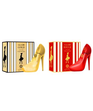 Hybrid & Company Women Glam Girl 2 Pcs Eau De Parfum Natural Spray Vaporisateur 3.4 Fl Oz GLAM GIRL GOLD ROUGE 3.4 Fl Oz (Pack of 2)