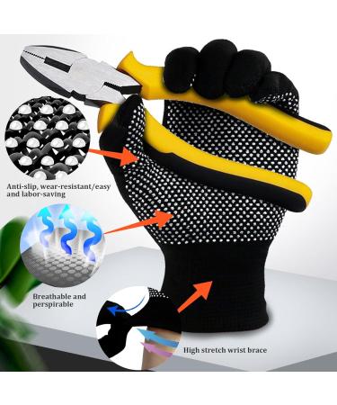 Mechanic Gloves Work Gloves 10 Pairs Non-Slip Breathable Mechanic Gloves Nylon Gardening Gloves with Wrist Brace Elastic Stainproof Seamless Knit Gloves - Buy Online on GoSupps.com