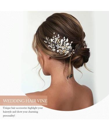 Edary Silver Bride Wedding Hair Vine Pearl Bridal Hair Piece Rhinestone Hair Accessories Leaf Headpieces Jewelry for Women and Girls - Buy Online on GoSupps.com
