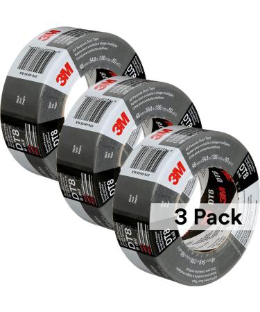 3M Duct Tape DT8 3 Pack Industrial Strength Multi-Use Black 1.88" x 60 yd Professional Grade Adhesive Black 3 Rolls Duct Tape