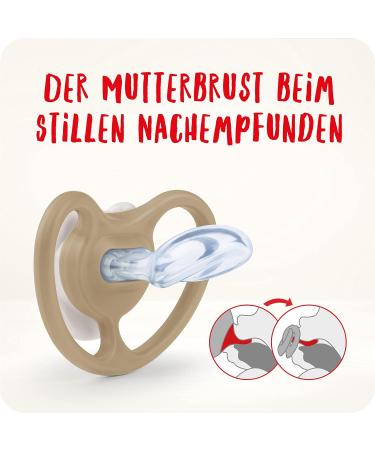 Nuk Space Schnuller - BPA-Free Silicone Pacifier for 0-6 Months | Extra Ventilation | Fuchs & Rainbow | 2 Pack Beige - Buy Online on GoSupps.com