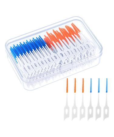 200 pieces of interdental brushes silicone interdental brushes dental brushes with box portable dual-house dental floss stick for tooth cleaning gaps (green orange) blue orange - Buy Online on GoSupps.com