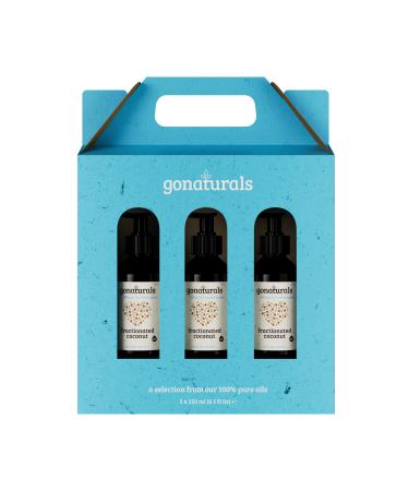 GONATURALS GoNaturals Set of 3 100% Pure and Natural Fractionated Coconut Oils 250 ml each | Liquid coconut oil for hair body massage and essential oil base non-greasy free of