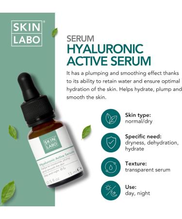 SKIN LABO SkinLabo - Hyaluronic Acid Active Serum Plumping and Smoothing Effect Moisturizes Plumps and Smoothes the Skin with Hyaluronic Acid - 15 ml - Buy Online on GoSupps.com