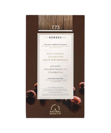 Correx Argan Oil Colorant - Ammonia -free hair color Golden Moca 7.73 - 100% gray hair cover & vegan for a long -lasting color result