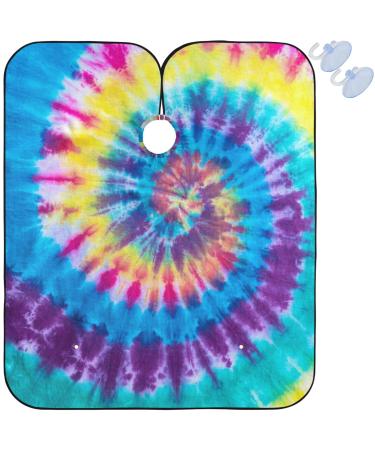 visesunny Barber Cape Tie Dye Swirl Design Polyester Hair Cutting Salon Cape Apron Anti-Static Haircut Water-Resistant Shaving Cloth Beard Shaving Bib Hairdressing Cape Multi3 L