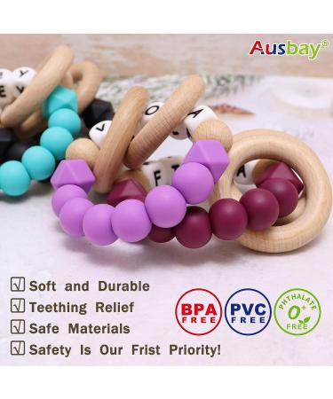 Personalized Name Baby Keepsake Rattle | Ausbay Customizable Teether Toy with Beech Wood Rings | Ideal for Girls Baby Shower (Black) - Buy Online on GoSupps.com
