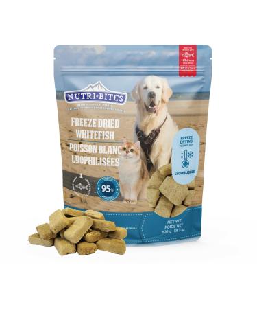 NutriBites Freeze Dried Whitefish Dog & Cat Treats | Healthy Pet Training Treats or Food Topper | All Natural 1 Single Animal Protein High Protein | Premium Bulk Value Pack 18.3 oz 520g White Fish 1 count (Pack of 1)