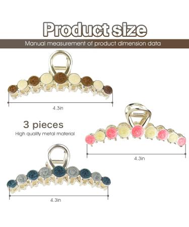 3 Pack Metal Hair Claw Clips - Fashion Hair Clips for Women and Girls, Ideal for Thick & Thin Hair - Buy Online on GoSupps.com