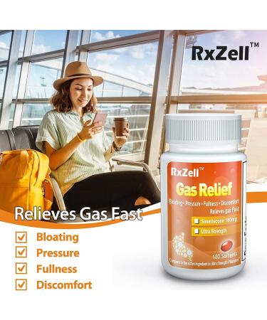 RxZell Gas Relief Simethicone 180mg Softgels for Fast Gas & Bloating Relief - Phazyme Generic - 180 Count - Buy Online on GoSupps.com