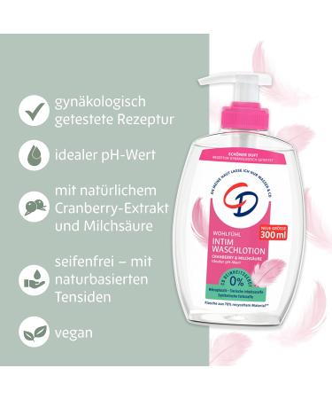 CD Wellbeing Intim Waschlotion 300 ml | Mild Soap-Free Intimate Cleanser with Cranberry & Lactic Acid | Vegan Personal Care - Buy Online on GoSupps.com