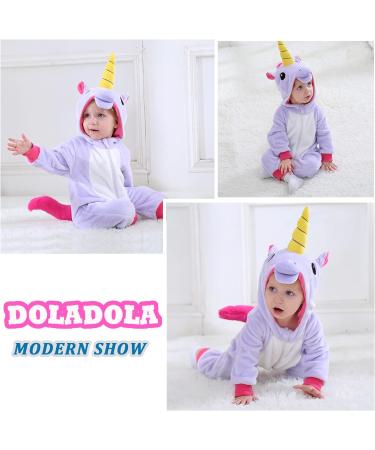 Doladola Baby Rompers Animal Hooded Onesie Toddler Jumpsuit | 0-3 Months Purple Unicorn - Buy Online on GoSupps.com